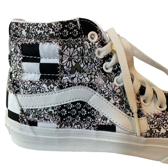 Vans Sk8 Hi Patchwork Floral Black White High Top Sneakers Women US 8 - Picture 10 of 12